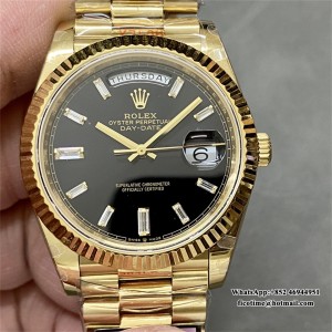 QF Gain Weight V6 A2836 DayDate 40MM Black Dial Diamond Marker President Bracelet - Image 5