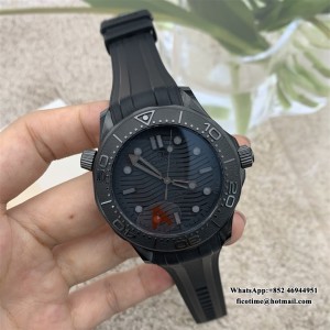 VSF VS8806 Seamaster Diver 300M 43.5mm Ceramic All Black Dial Black Rubber Strap - Image 2