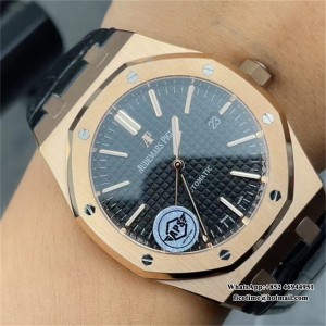 APSF A3120 AP Royal Oak 41mm 15400 RG Black Dial Black Leather Strap - Image 3