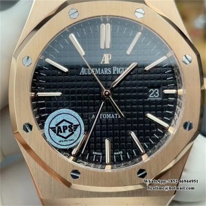 APSF A3120 AP Royal Oak 41mm 15400 RG Black Dial Black Leather Strap - Image 4