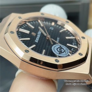 APSF A3120 AP Royal Oak 41mm 15400 RG Black Dial Black Leather Strap - Image 5