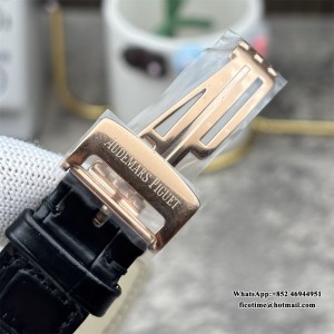 APSF A4302 AP Royal Oak 41mm 15500 RG Black Dial Black Leather Strap - Image 3