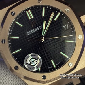 APSF A4302 AP Royal Oak 41mm 15500 RG Black Dial Black Leather Strap - Image 6