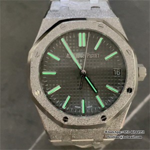 APSF A4302 AP Royal Oak 41mm 15500 Frosted Gold Grey Dial SS Bracelet - Image 7