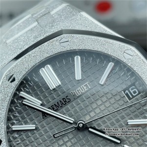 APSF A4302 AP Royal Oak 41mm 15500 Frosted Gold Grey Dial SS Bracelet - Image 8