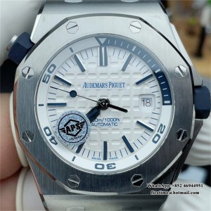APSF SA3120 AP Royal Oak Offshore 42mm 15710 White Dial White Rubber Strap - Image 6