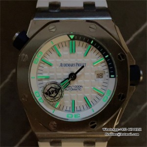 APSF SA3120 AP Royal Oak Offshore 42mm 15710 White Dial White Rubber Strap - Image 7