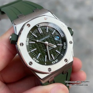 APSF SA3120 AP Royal Oak Offshore 42mm 15710 Green Dial Green Rubber Strap - Image 7