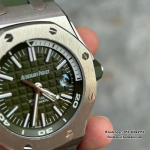 APSF SA3120 AP Royal Oak Offshore 42mm 15710 Green Dial Green Rubber Strap - Image 9