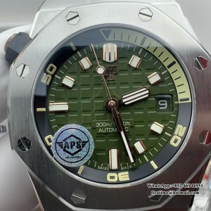 APSF SA4308 AP Royal Oak Offshore 42mm 15720 Green Dial Green Rubber Strap - Image 3