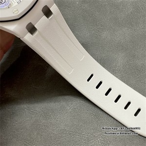 APSF SA3120 AP Royal Oak Offshore 42mm 15707 Ceramic Bezel White Dial White Rubber Strap - Image 2