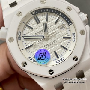 APSF SA3120 AP Royal Oak Offshore 42mm 15707 Ceramic Bezel White Dial White Rubber Strap - Image 3