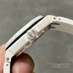 APSF SA3120 AP Royal Oak Offshore 42mm 15707 Ceramic Bezel White Dial White Rubber Strap - Image 6