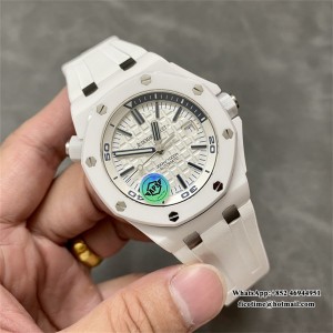 APSF SA3120 AP Royal Oak Offshore 42mm 15707 Ceramic Bezel White Dial White Rubber Strap - Image 7