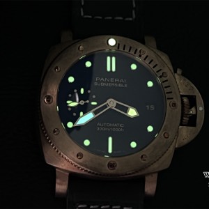 VSF P9000 PAM1074 42mm Submersible Bronze Blue Dial Blue Leather Strap - Image 6