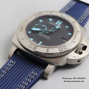VSF P9000 PAM985 47mm Submersible MIKE HORN Titanium Black Dial Blue Nylon Strap - Image 3