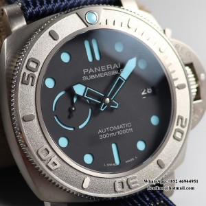VSF P9000 PAM985 47mm Submersible MIKE HORN Titanium Black Dial Blue Nylon Strap - Image 4