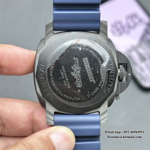 VSF P9000 PAM1232 44mm Submersible Carbon Blue Dial Blue Rubber Strap - Image 5