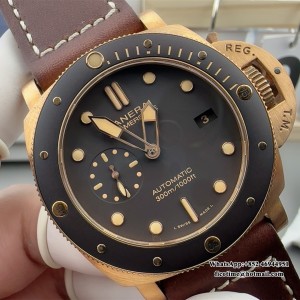 VSF P9010 PAM968 47mm Submersible Bronze Black Dial Brown Leather Strap - Image 4