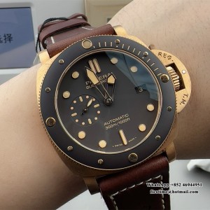 VSF P9010 PAM968 47mm Submersible Bronze Black Dial Brown Leather Strap - Image 5