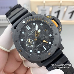 VSF P9000 PAM1324 44mm Submersible GMT Carbon Blue Dial Black Rubber Strap - Image 5