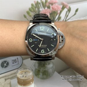 VSF P9000 PAM312 44mm Luminor Black Dial Black Leather Strap - Image 6