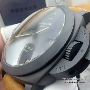 VSF P9000 PAM1441 44mm Luminor GMT Carbon Black Dial Brown Leather Strap - Image 3