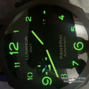 VSF P9000 PAM1441 44mm Luminor GMT Carbon Black Dial Brown Leather Strap - Image 5