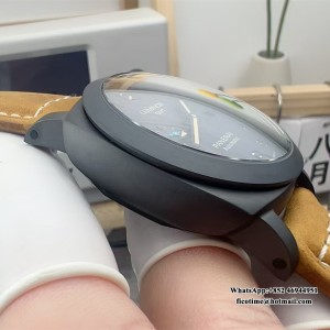 VSF P9000 PAM1441 44mm Luminor GMT Carbon Black Dial Brown Leather Strap - Image 7