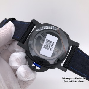 VSF P9010 PAM1176 44mm Luminor GMT Bucherer Blue Black Dial Black Nylon Strap - Image 4