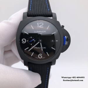 VSF P9010 PAM1176 44mm Luminor GMT Bucherer Blue Black Dial Black Nylon Strap - Image 7