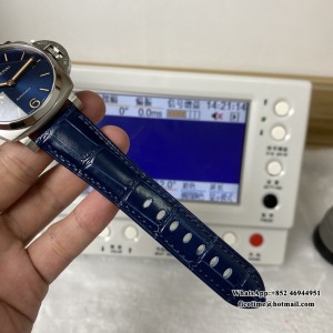 VSF P9000 PAM927 42mm Luminor Due Blue Dial Blue Leather Strap - Image 4