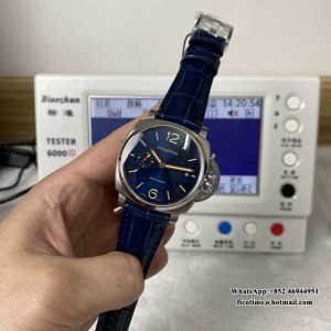 VSF P9000 PAM927 42mm Luminor Due Blue Dial Blue Leather Strap - Image 7