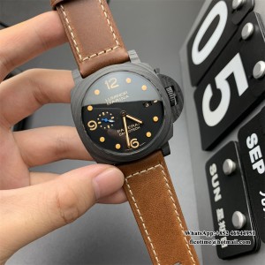 VSF P9010 PAM661 44mm Luminor Titanium Black Dial Brown Leather Strap - Image 2