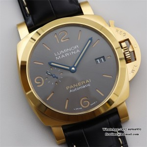 VSF P9010 PAM115 44mm Luminor YG Grey Dial Black Leather Strap - Image 4