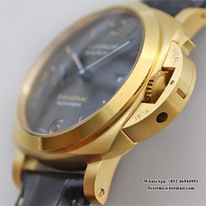 VSF P9010 PAM115 44mm Luminor YG Grey Dial Black Leather Strap - Image 9