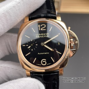 VSF P9001 PAM908 42mm Luminor RG Black Dial Black Leather Strap - Image 4