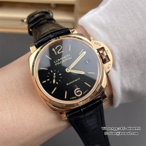 VSF P9001 PAM908 42mm Luminor RG Black Dial Black Leather Strap - Image 7