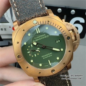 VSF P9000 PAM382 47mm Submersible Bronze Green Dial Green Leather Strap - Image 9