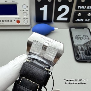 VSF P9000 PAM359 44mm Luminor Black Dial Black Leather Strap - Image 7