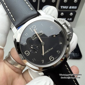 VSF P9000 PAM359 44mm Luminor Black Dial Black Leather Strap - Image 8