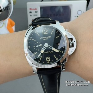 VSF P9000 PAM531 44mm Luminor GMT Black Dial Black Leather Strap - Image 6