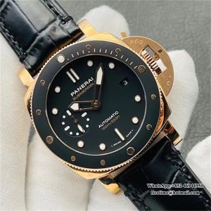 VSF OP XXXIV PAM974 42mm Submersible RG Black Dial Black Leather Strap - Image 3