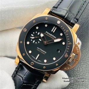 VSF OP XXXIV PAM974 42mm Submersible RG Black Dial Black Leather Strap - Image 7