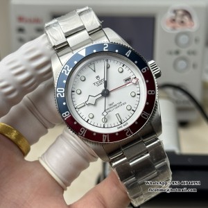 ZF A2824 Black Bay GMT 41mm Blue/Red Bezel White Dial SS Bracelet - Image 9