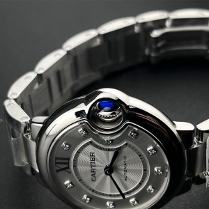 AF NH05A Ballon Bleu De Cartier 33mm White Dial Diamond Marker Two Hands SS Bracelet - Image 3