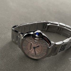 AF Swiss Quartz Ballon Bleu De Cartier 33mm Pink Dial SS Bracelet - Image 3