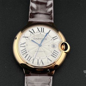 AF A2824 Ballon Bleu De Cartier 42mm RG White Dial Brown Leather Strap - Image 5