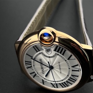 AF A2824 Ballon Bleu De Cartier 42mm RG White Dial Brown Leather Strap - Image 6