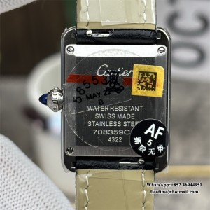 AF Swiss Quartz Tank Must 29.5x22mm White Dial Black Leather Strap - Image 6